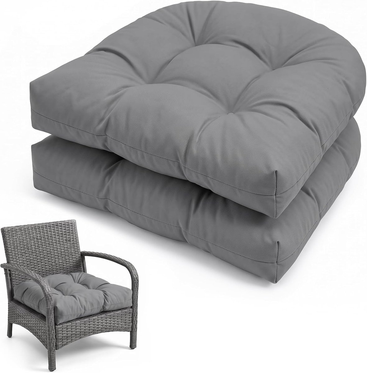 Halfrond, waterdicht, lage rugleuning, met banden, set van 2