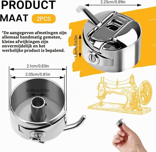 2 Stuks Universele Spoelcapsules voor NaaiMachines, Vervangonderdelen voor Singer, Brother en Meer, Geschikt voor Diverse Naaiwerkzaamheden — afbeelding 5