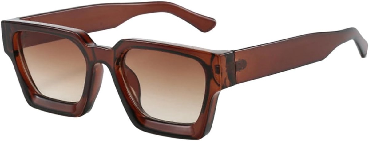 Rechthoekige zonnebril voor dames en heren, chunky rechthoekige zonnebril, retro bril, uv-bescherming
