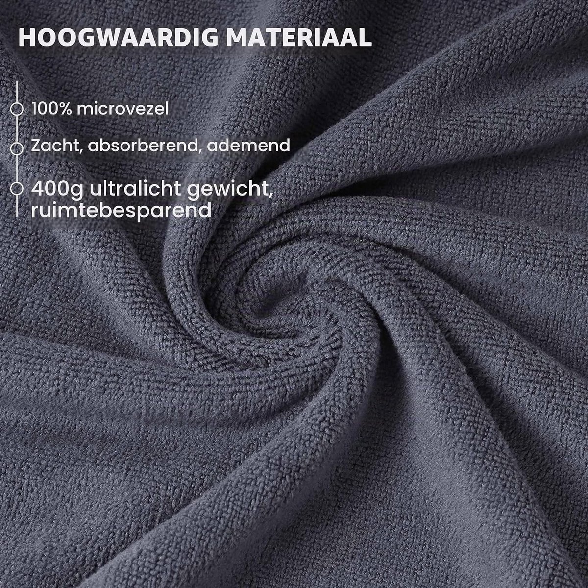 Saunakleed voor Dames met Knopen - 400gsm Microfiber, Met Zakjes en Elastiek, Ideaal voor Sauna, Badkamer en Zwembad, Grijs