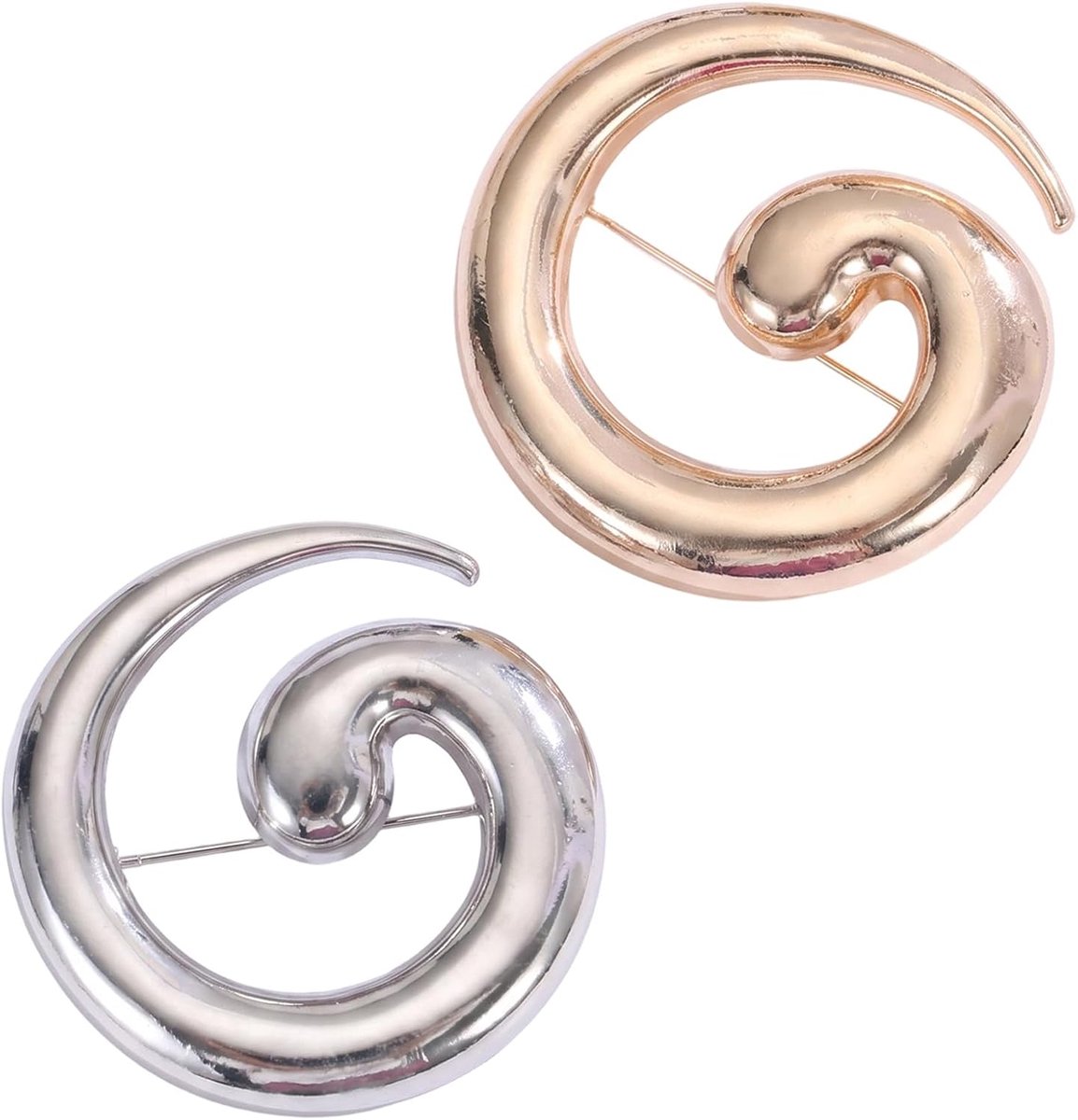 Broches voor dameskleding, ronde slak, goud- en zilverkleurige broche van legering, elegante accessoires voor jurken, pakken, overhemden en gala-evenementen