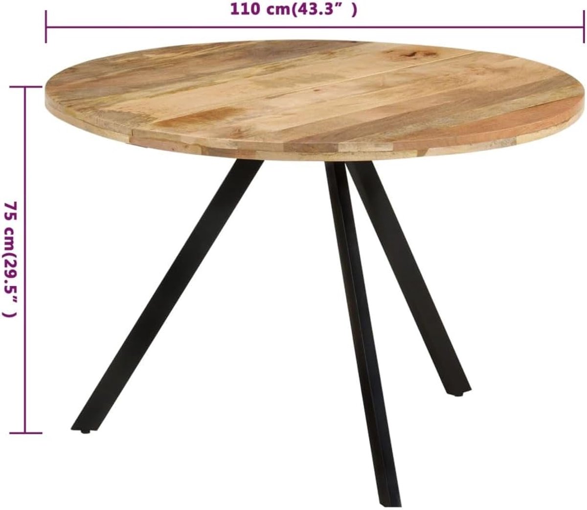 Massief mangohout trendy eettafel voor keuken of eetkamer 110x75 cm