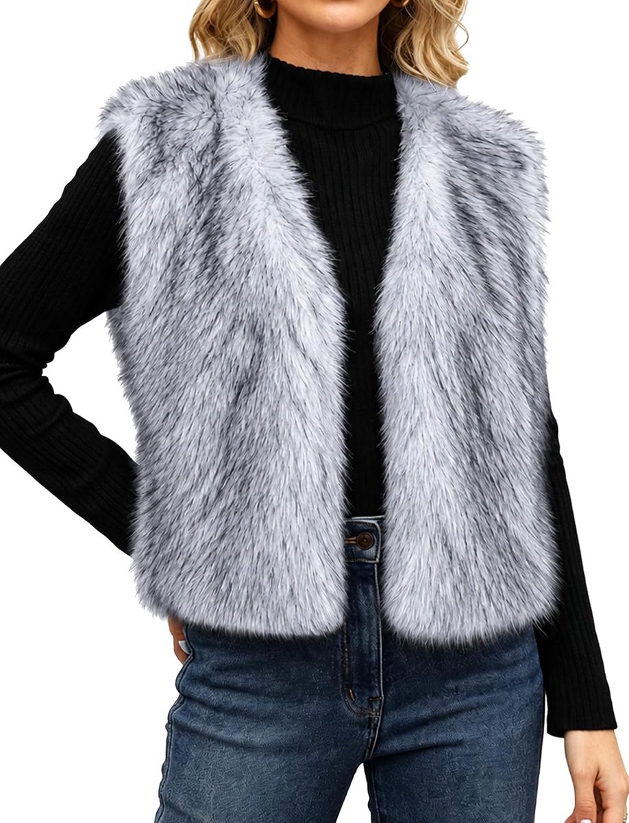 Wintervest met V-hals voor dames, korte mouwloze jas