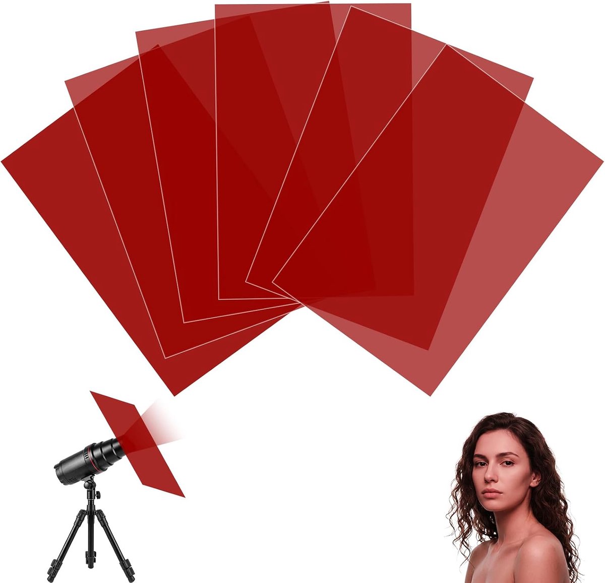 6 stuks getinte folie folie hittebestendig voor lampen lampfolie (rood)
