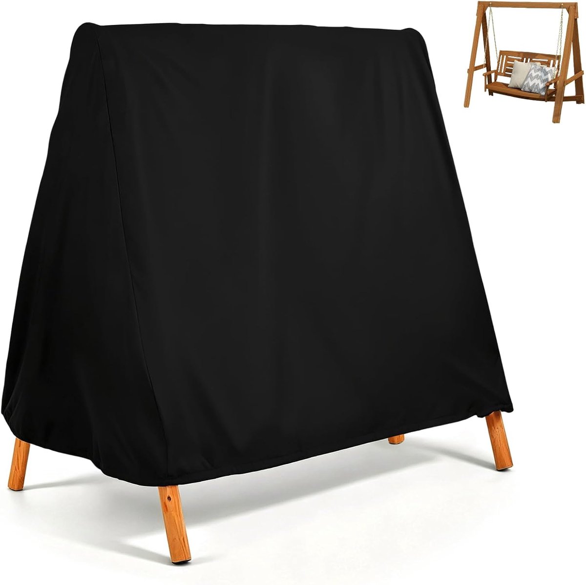 Beschermhoes voor schommelbank, 2-zits, 182 x 139 x 170 cm, afdekzeil, afdekkingen, waterdicht, winddicht, beschermhoes voor tuinschommel, schommelbank, tuinmeubelen