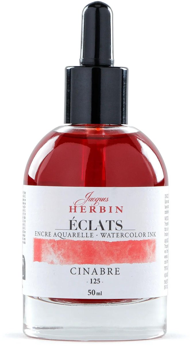 Jacques Herbin Éclats – Aquarel Inkt – Vloeibare Aquarelverf – Vermiljoen Rood – 125 – 50 ml