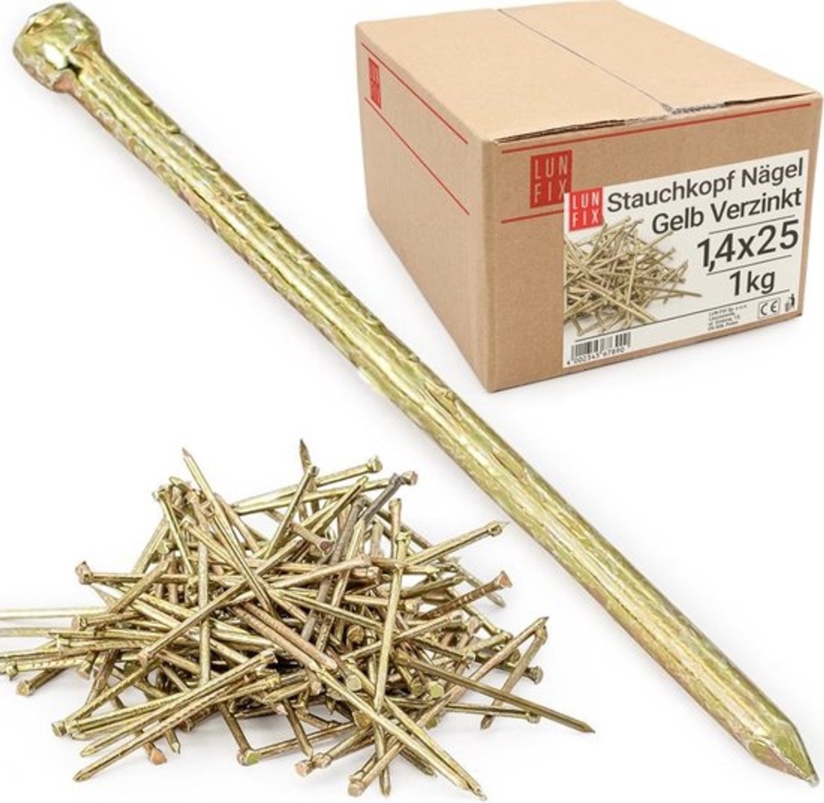 Stalen nagels - Bouwnagels en draadpennen - Voor houtverbindingen - Corrosiebestendige zinklaag - 14 x 25 mm - Geel