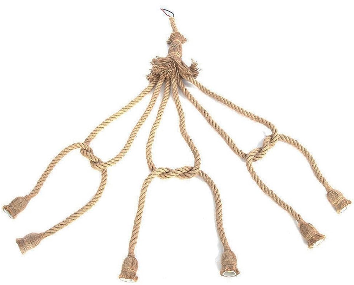 Industriële Hanglamp van Jute Touw voor Sfeervolle Verlichting in Woonkamer, Slaapkamer en Café