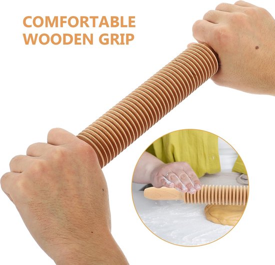Cosensi - Rolling pin - Spaghetti roll - Perfect voor pasta en deeg - Houten structuur - Handgemaakt - Ideaal voor bakkers - 33 cm van Merkloos — afbeelding 3