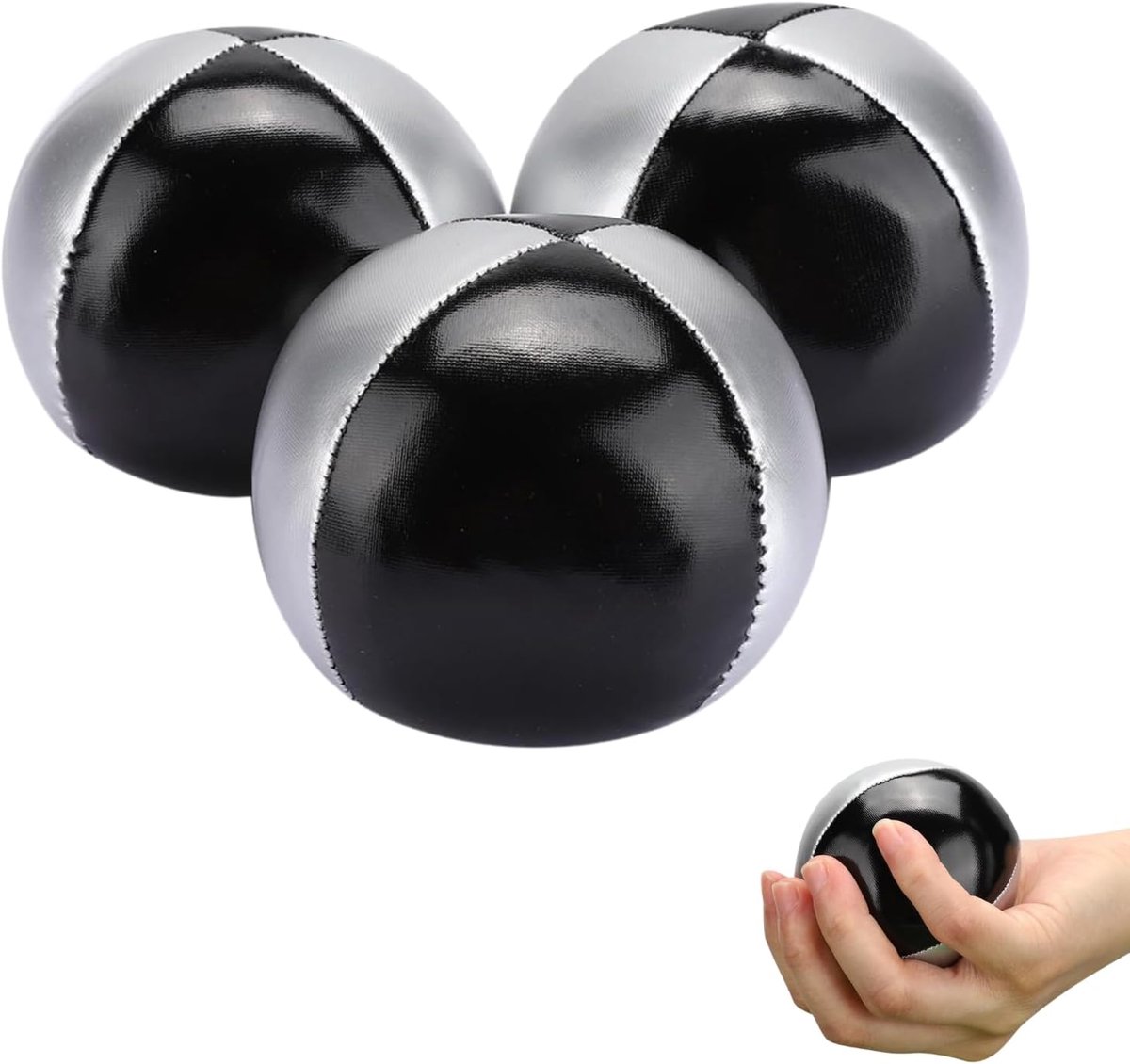 Jonglierballen voor volwassenen, 3 stuks, 6,3 cm, antislip, PU-leer, professionele jongleerballen voor beginners en - ShopVlot