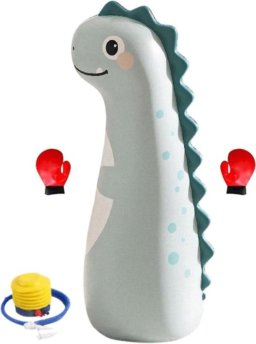 Opblaasbare bokszak - Trainingsuitrusting voor kinderen - Actief spelen - Stabiele waterbasis - 120 cm hoog - Dinosaurus