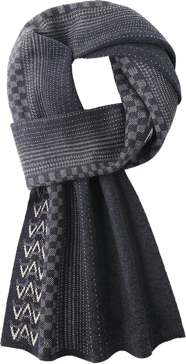 Sjaal heren 180×30cm - 6% wol - grijs & beige - stijlvol voor de urban gentleman - ShopVlot