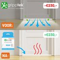 GrippTek anti-tocht tape clear, 5 meter. Beelden tonen het verschil in tocht (luchtstromen) voor en na het aanbrengen van de tape.