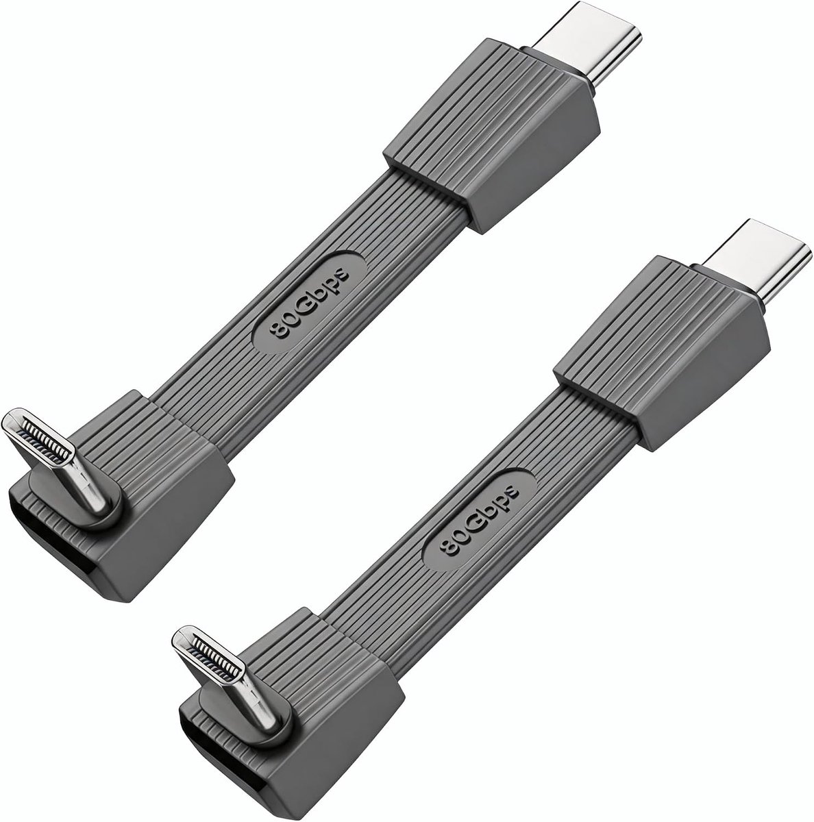 2 stuks USB C 4.0 90 graden gebogen, USB C naar USB C, korte USB C-kabel 80 Gbps 8K PD240W, snel opladen - ShopVlot