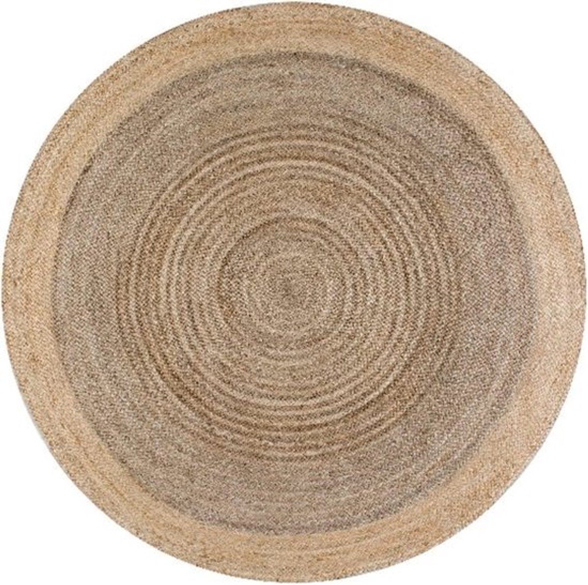 Omkeerbaar rond jute tapijt - 60 x 60 cm - Grijs met beige rand - Voor huis en tuin