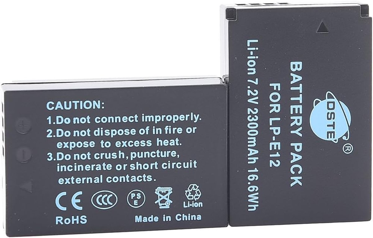 DSTE® Replacement Battery and DC136E Travel Charger Compatible with Canon LP-E12 EOS M EOS M2 EOS M10 EOS 100D EOS - ShopVlot