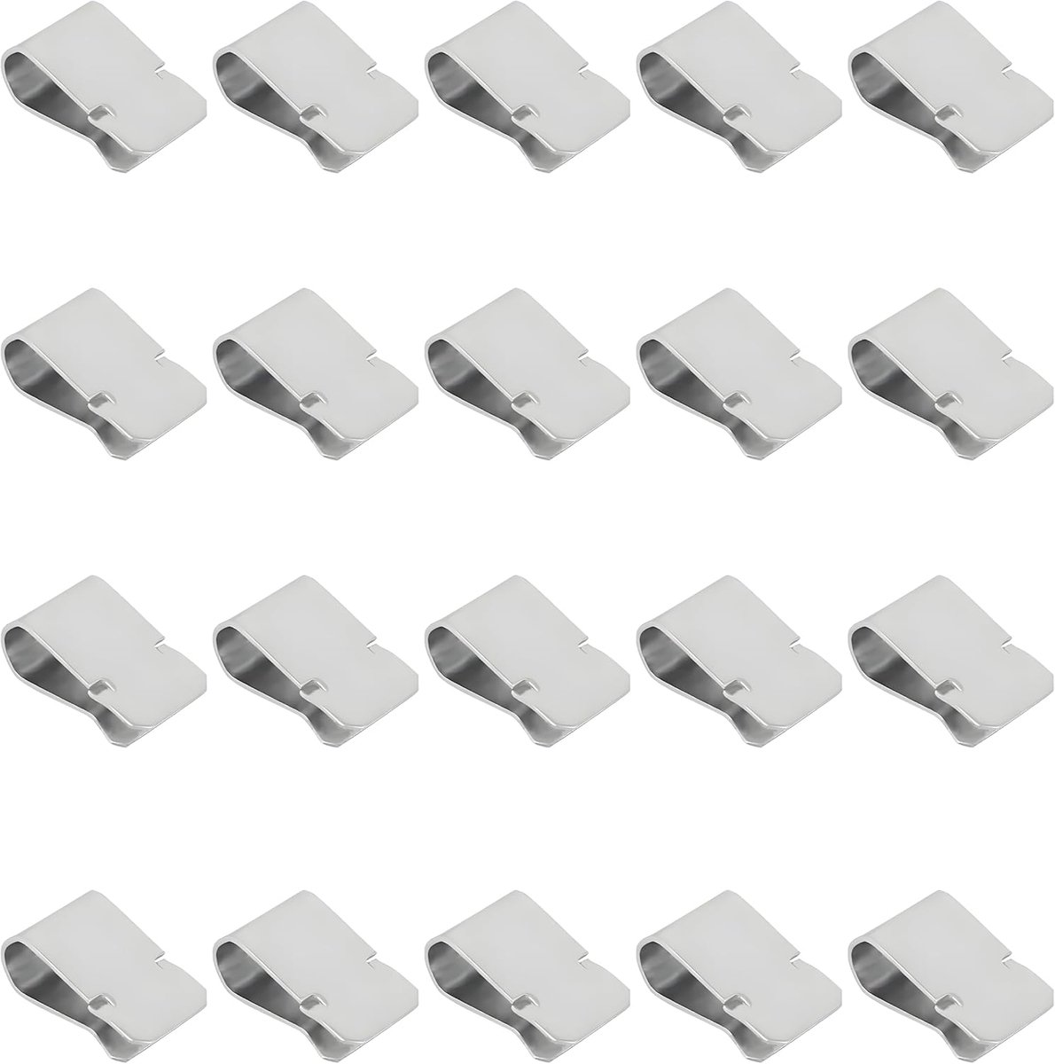 SnelShoppen - 20pcs RVS U-Klemmen, Roestvrijstalen Spring Klemmen voor Lichtasafdekkingen, Kelderafdekkingen, Grate Kabelbevestiging - 21.4 x 12mm