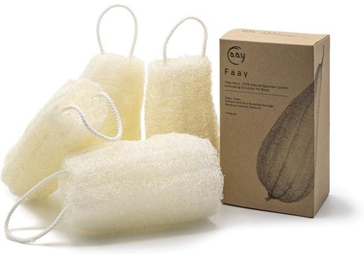 Luffa-sponsen set - Natuurlijke scrub - Voor huidverjonging - Milieuvriendelijk materiaal - 4 stuks - Ongebleekt