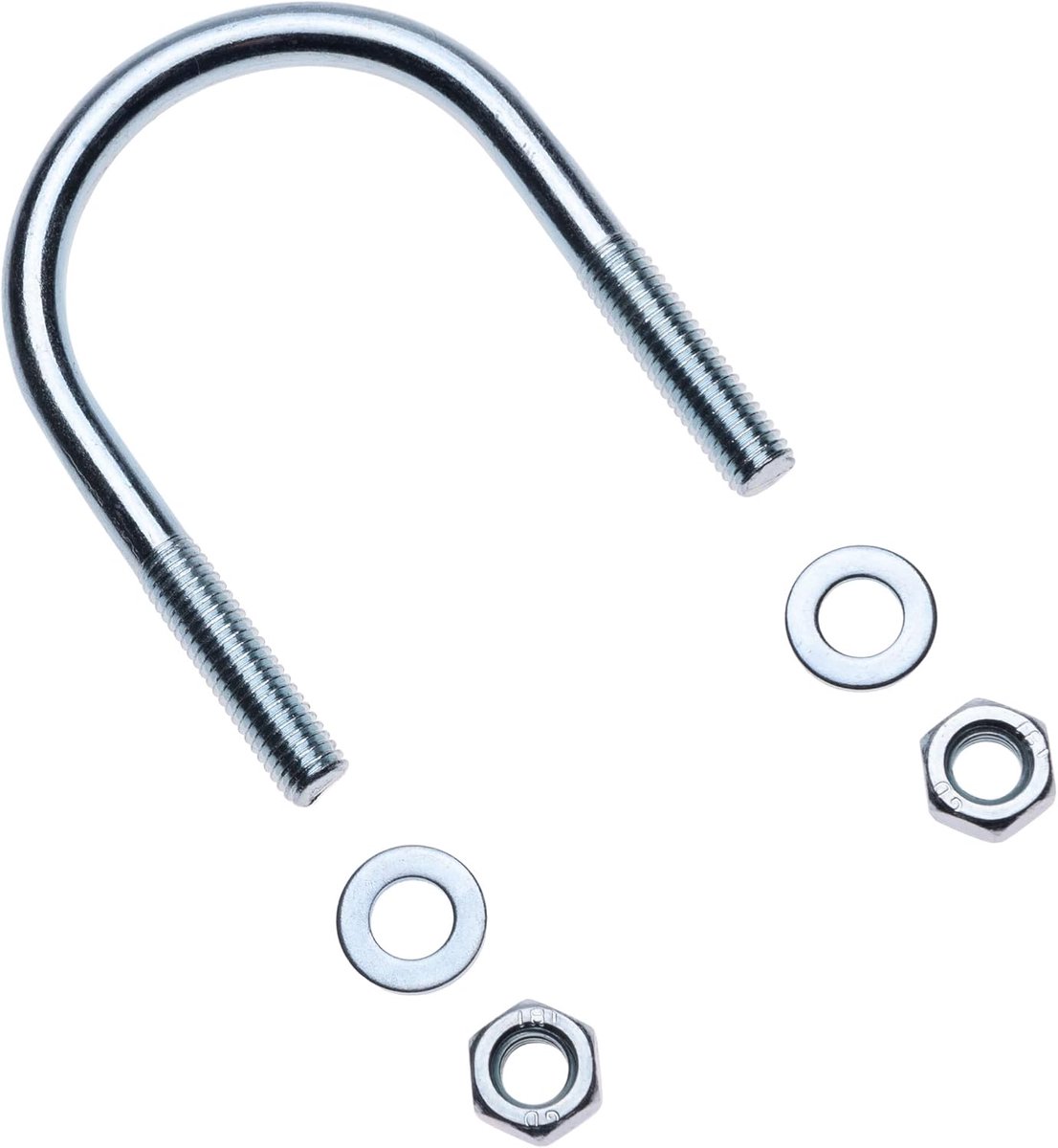 U-bout met moeren en ringen, U-vormige ronde bevestigingsmiddelen voor 17.2mm (3/8") pijp diameter, Verzinkte stalen U-bout buissteun ronde bochtklem (10 stuks)