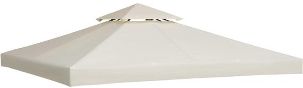 Vervangend dak - voor metalen tuinpaviljoen 3 x 3 m - Weerbestendig polyester - crème