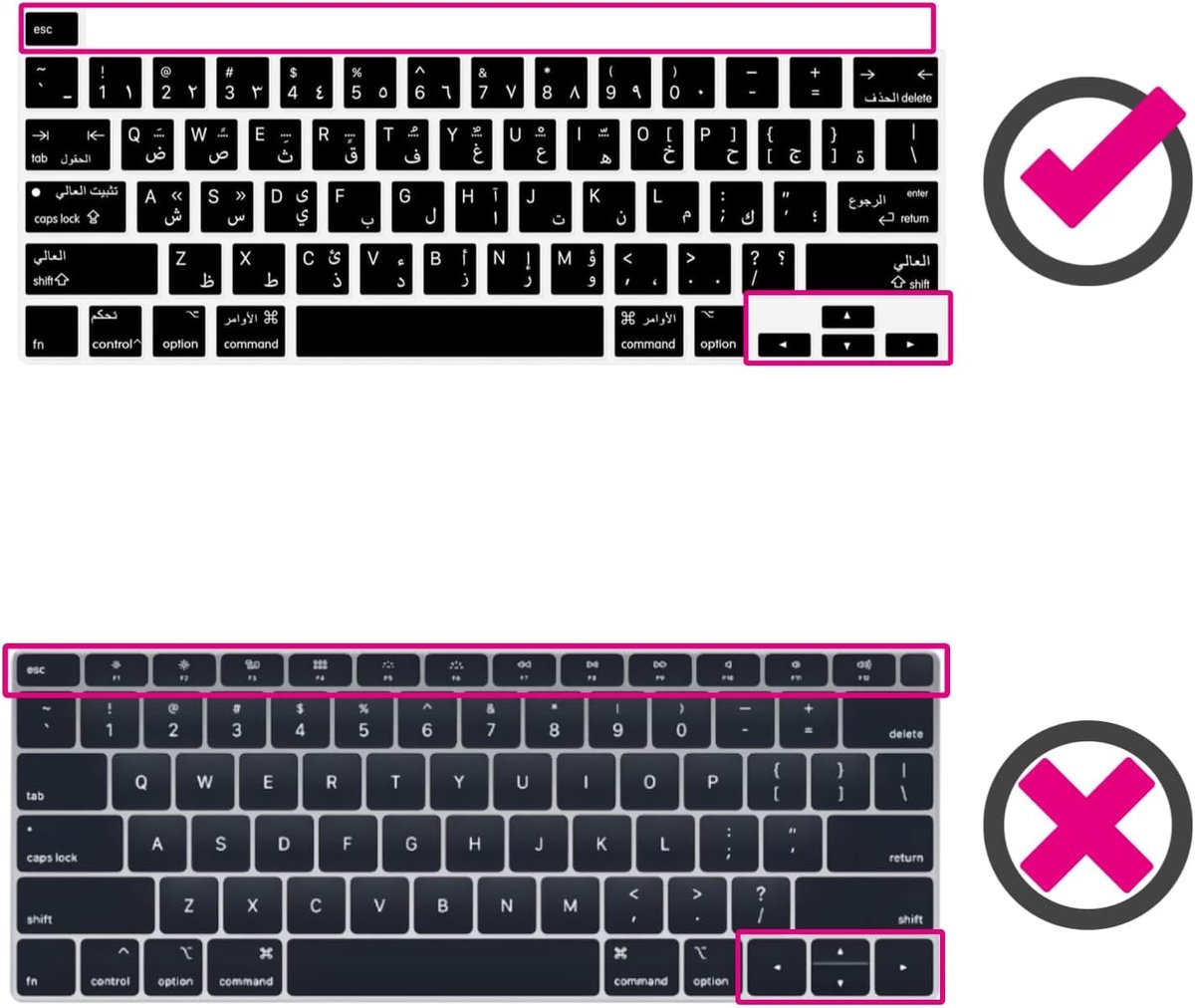 Toetsenbordbeschermer Engels QWERTY voor MacBook Pro 13" M1/M2 A2338 (2020–2023), A2289 (2020), A2251 (2020–2021), Pro 16" A2141 (2019–2021) US/ANSI - Zwart