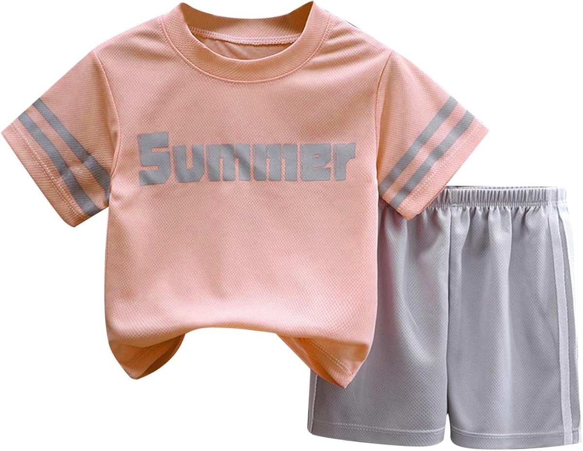 2-delige set voor jongens, kinderkleding, katoen, zomer, T-shirt, shorts, set omgeslagen zoom, bermuda-stijl, moderne outfit voor brunch Sunday A135