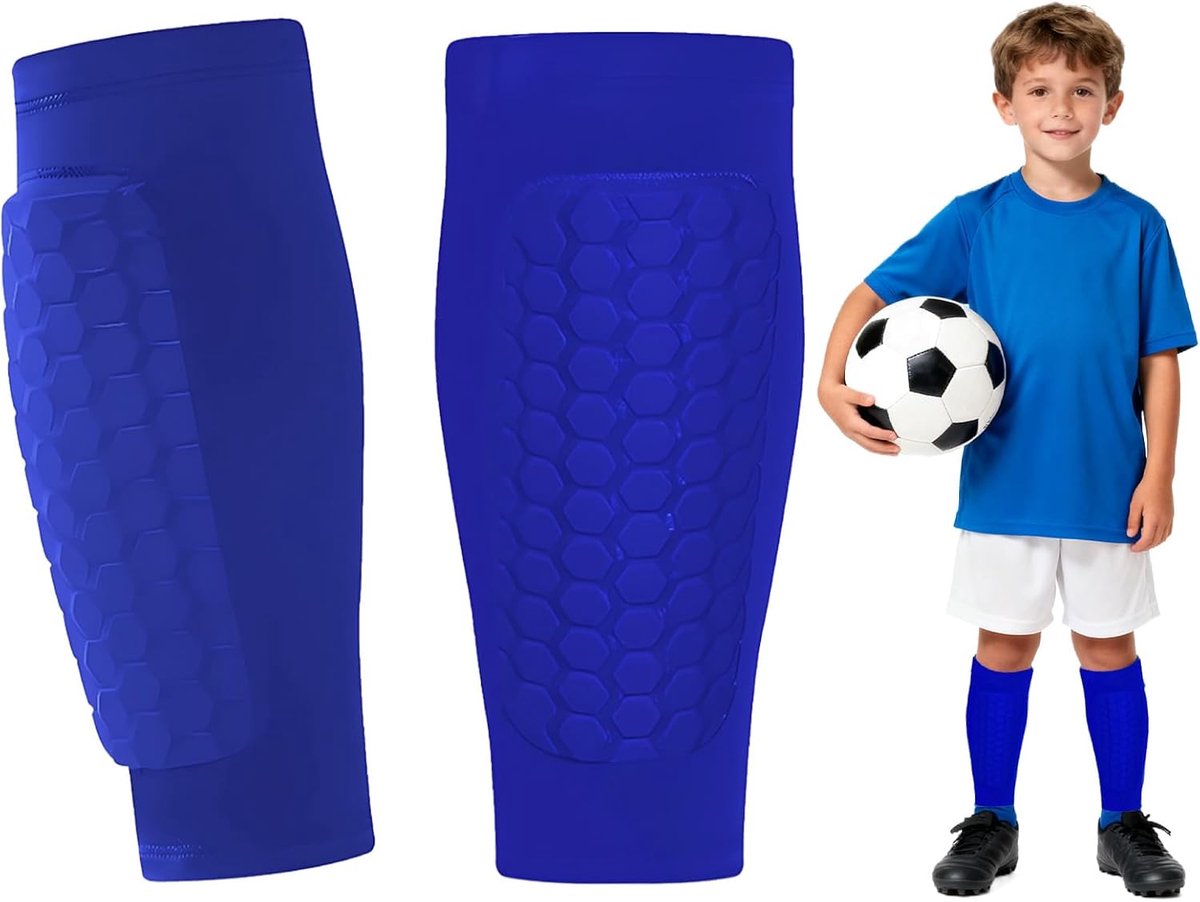 Scheenbeschermerset, 1 Paar Scheenbeschermerhouders voor Kinderen, & 1 Paar Sportsokken met Grip | Complete Set met Antislipbescherming voor Voetbal, Basketbal, Tennis, Hardlopen
