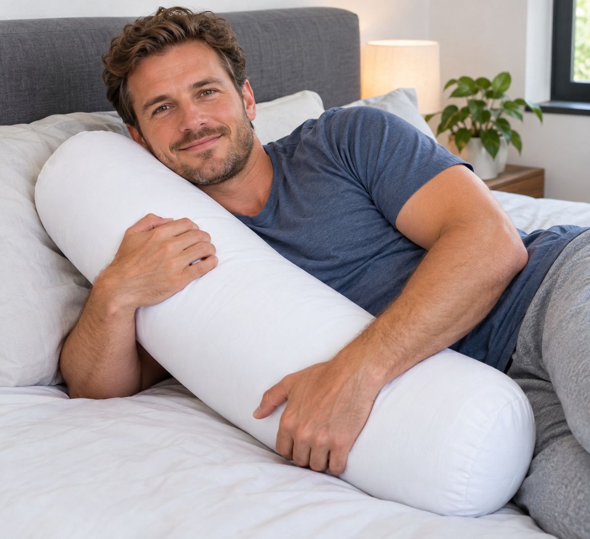 Guling.nl Lichaamskussen Large 95xØ23-25cm – 1KG Medium Hybride Traagschuim & Foamvlokken – Bantal Pollo Goeling met Bijvulrits – Memory Foam Rolkussen voor Rug- en Zijslapers – Verlichtend bij Reuma, Artrose & Drukpijn