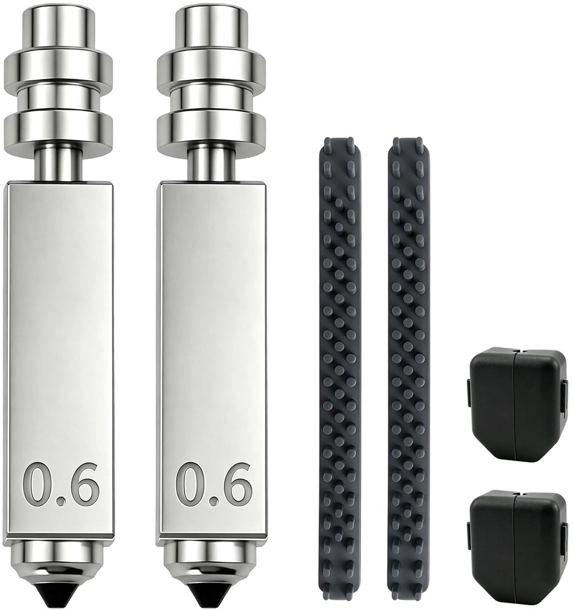 2 stuks 0,6 mm Kobra X Hotend mondstukken 3D-printer gemonteerde extruderkits, geïntegreerd gehard stalen mondstuk met 2 stuks siliconen hoes, siliconen borstel