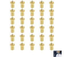 30 stuks sproeiers voor 3D-printers, messing sproeiers voor 3D-printer MK8, M6-sproeiers 0,2 mm, 0,3 mm, 0,4 mm, 0,5 mm, 0,6 mm, 0,8 mm, 1,0 mm, compatibel met Creality Ender 3, Ender 5, CR-10, Elegoo