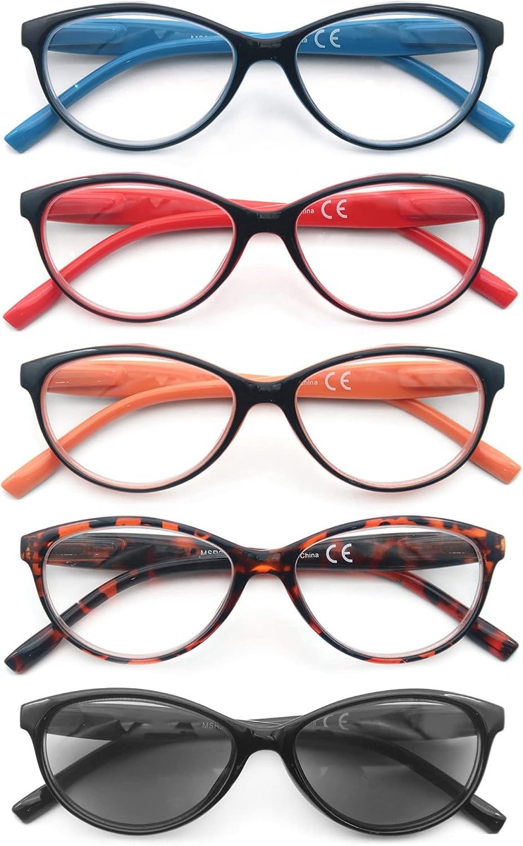 HEEYYOK Reading Glasses Women Stylish Cat Eye Reader for Women Comfort Spring Hinges Clear Lens with Pocket - ShopVlot