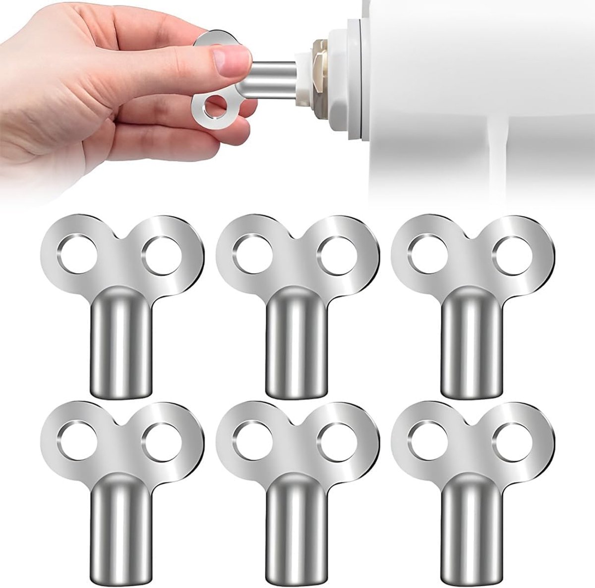Radiator Bleed Wrench, 6 x Silver Square Vent Wrench, Universal Air Vent Key, Compact Aluminium Radiator Wrench for - ShopVlot