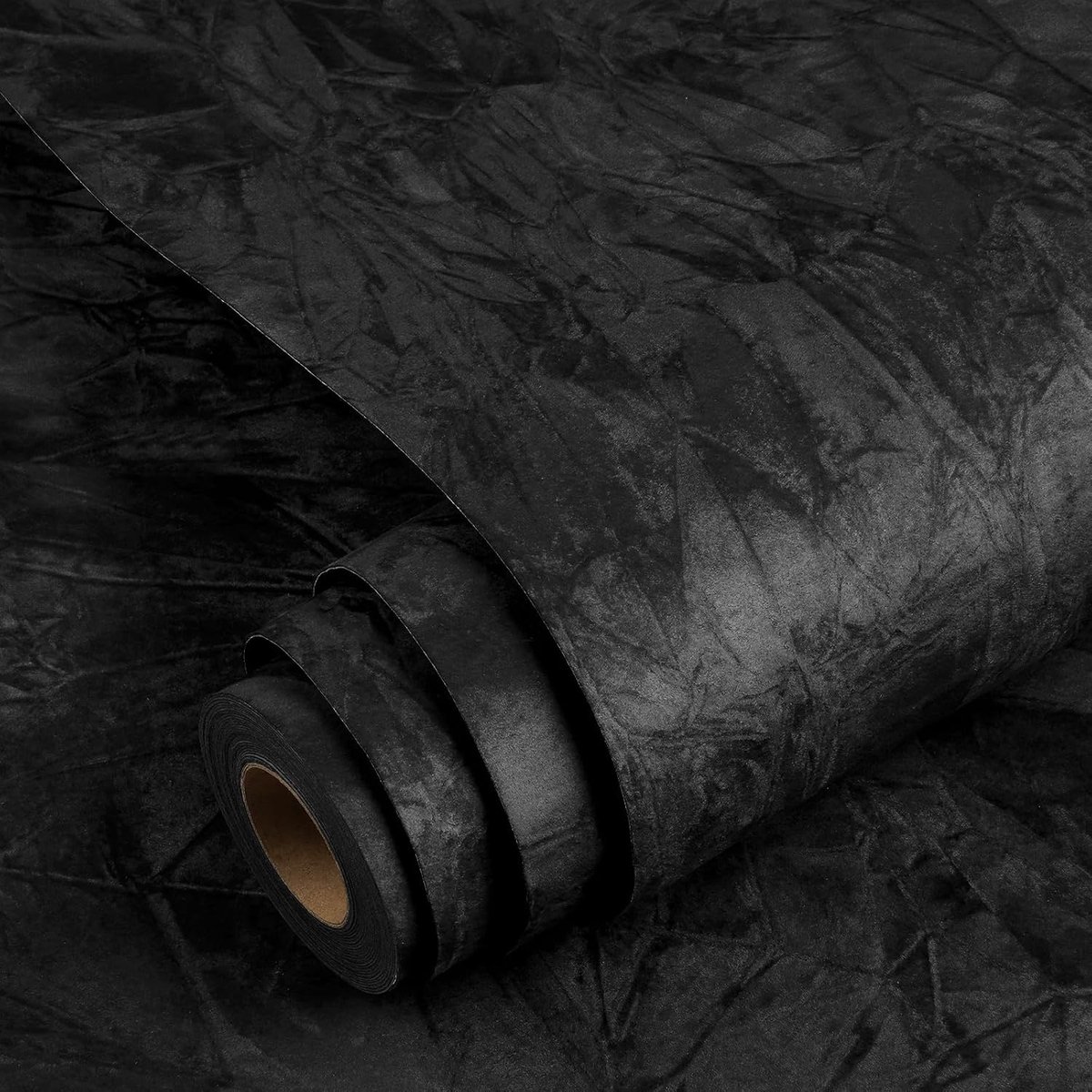 Yenhome velvet fabric black self-adhesive wallpaper self-adhesive wall 60x500 cm foil wallpaper furniture film black - ShopVlot