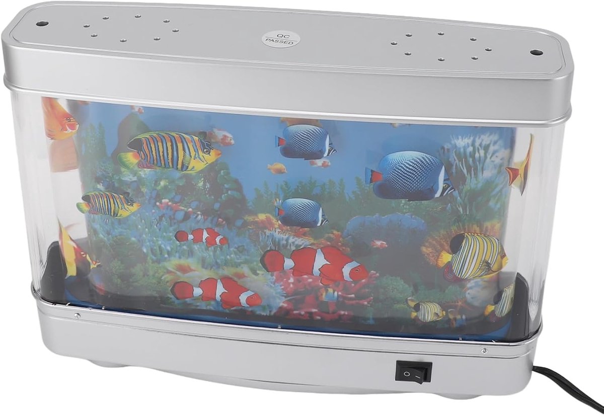 SnelShoppen - Nep Aquarium Decoratieve Lamp met Kunstmatige Tropische Vissen, 31x22,5 cm, ABS Materiaal, Wit Licht, Desk Decoratie, EU Stekker 220V