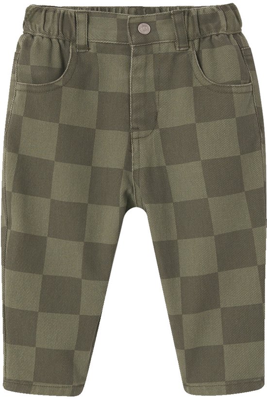 Babyjongensbroek met ruitdessin kaki