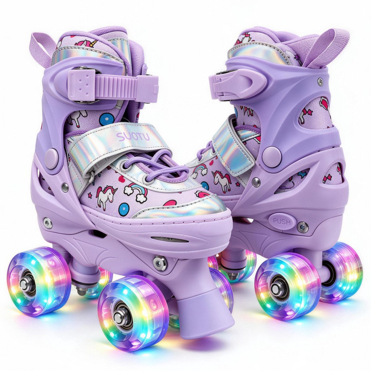 Suotu Rolschaatsen Verstelbare lichtgevende wielen – XS Paars