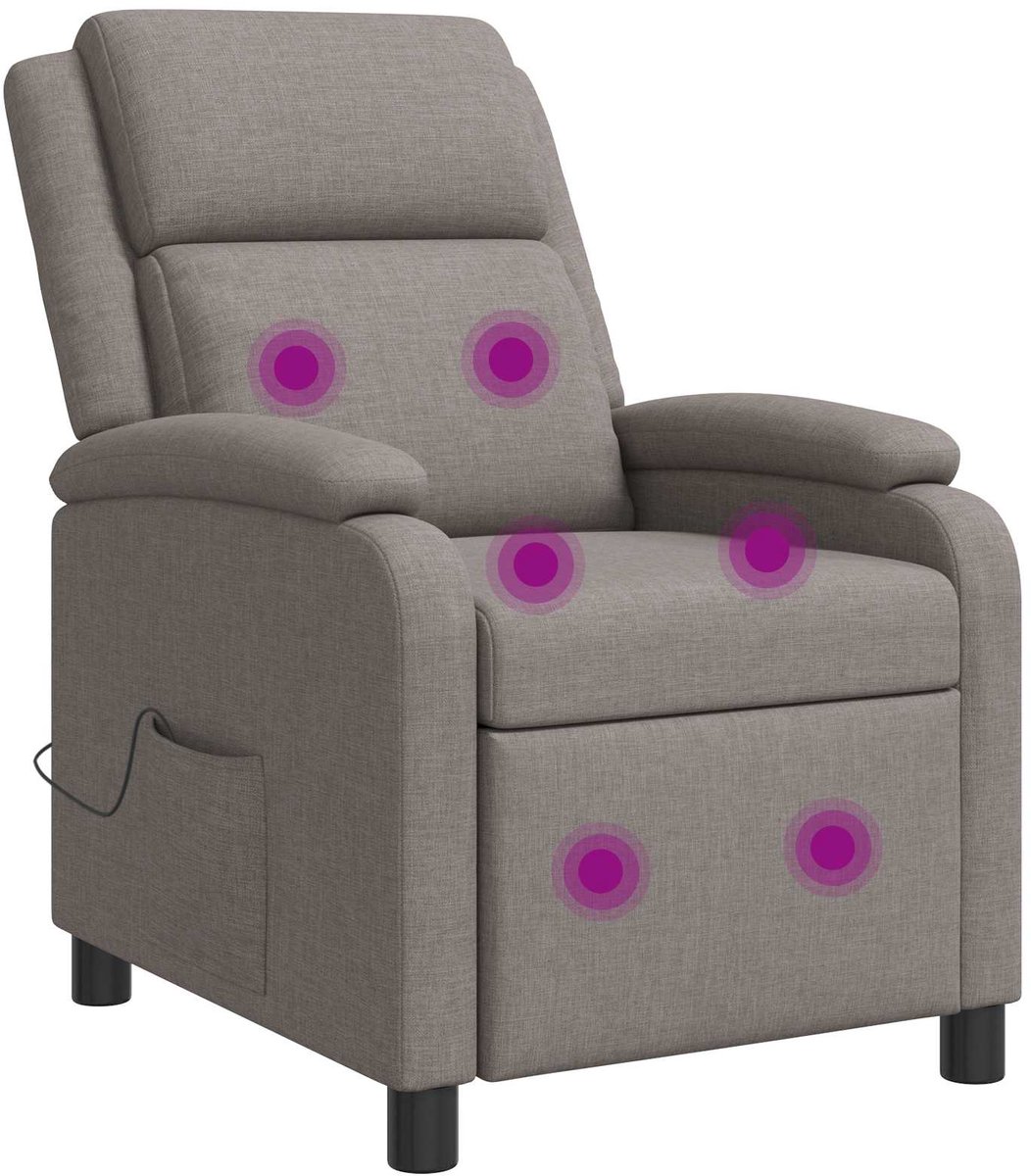 vidaXL Massage - Relaxstoel - Taupe - Stof