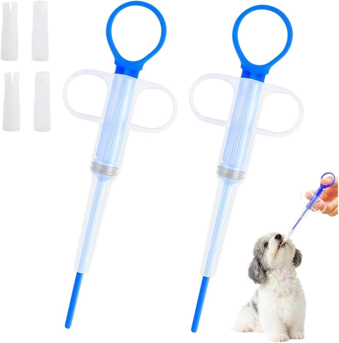 Pillendispenser voor Huisdieren - 2 Stuks, Geschikt voor Katten en Kleine Dieren, Herbruikbaar en Zacht voor Eenvoudige Medicijntoediening