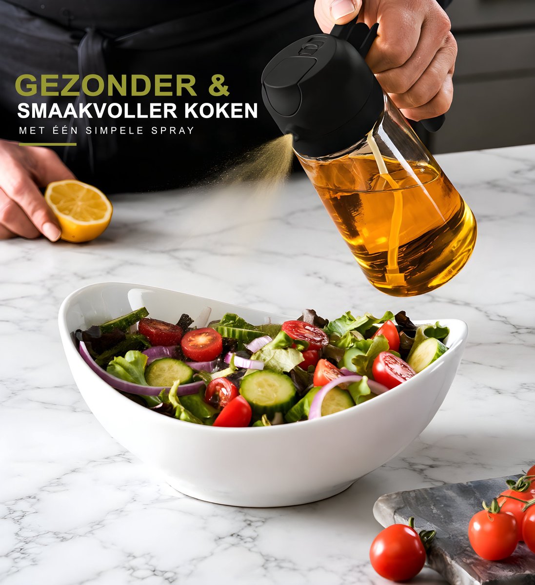 Navazz Olijfolie sprayer - 2-in-1 spray- en schenkfunctie - Glas - Olie sprayer - Olie spray voor koken, grillen en bakken - Oliefles - Incl. E-kookboek — cadeau in Boeken - foto 6