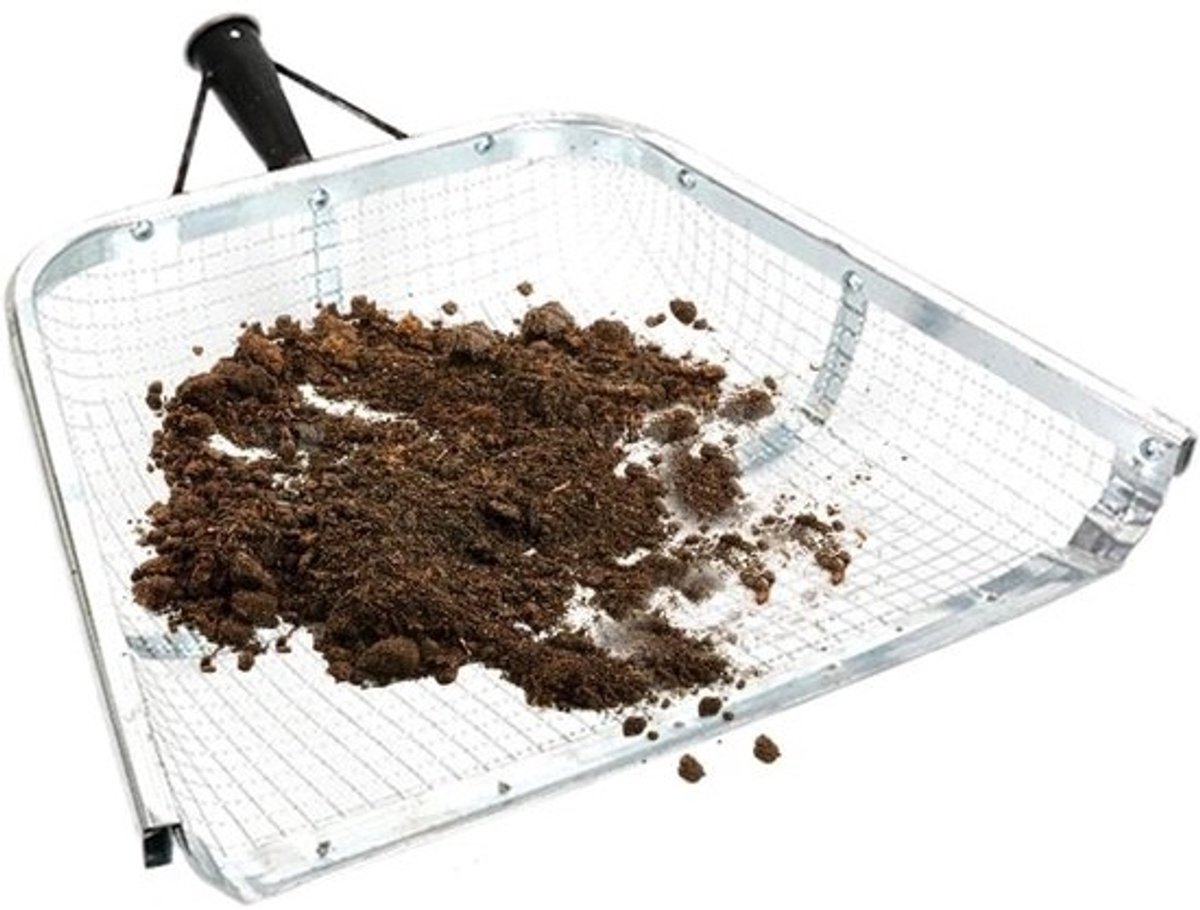 Tuinzeef - Schepzeef - Bodem ziften - Ergonomisch handvat - 45 cm - Zilver