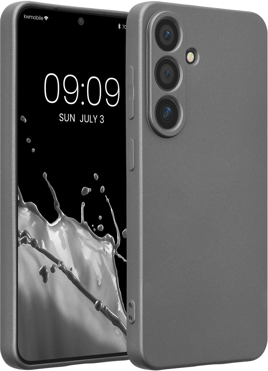kwmobile metallic telefoonhoesje van TPU - geschikt voor Samsung Galaxy S25 - Flexible case voor smartphone - In metallic grijs