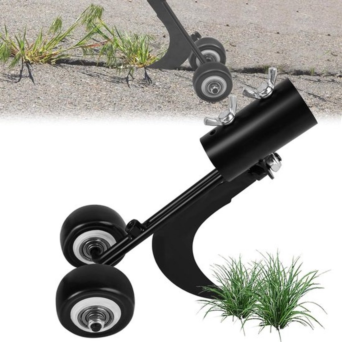 onkruidtrekker met wielen - voor de tuin - handmatige onkruidverwijderaar - voor kieren en scheuren - onkruid verwijderen - tussen tegels, blokken en bestrating