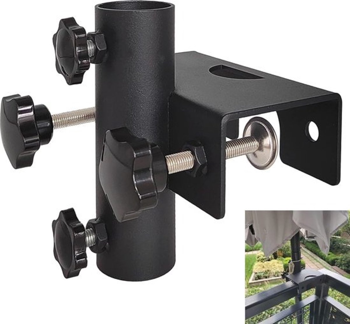 Zware balkonparapluhouder voor tuinhek en decking – flexibele parasolklem en stand