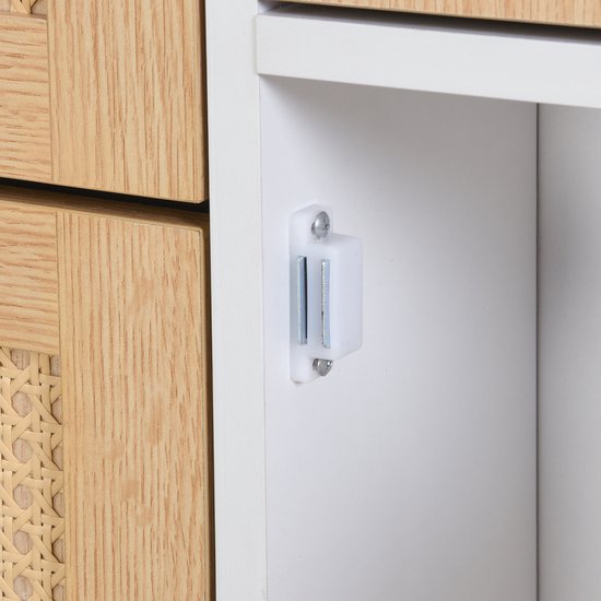WUVRIE - Schoenenkast 90 x 125 x 17 cm - 3 klepdeuren, lade en verstelbare legplanken - Naturel/wit — afbeelding 5