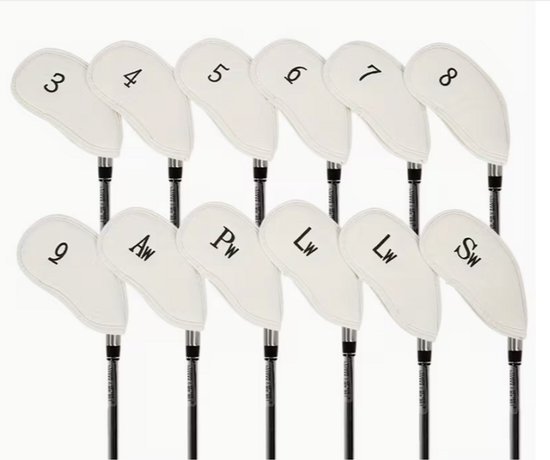 Golf Club Covers IJzers - Golfclub Covers - 12 stuks - Wit - Leer - Golf Accessoires - Golf Headcovers - Golf Spullen van GOLF — afbeelding 4