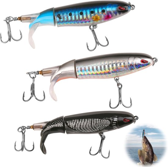 Dailygoods- Topwater Visaas - 3 Stuks - Perfect Aas voor Grote Roofvissen - Snoekbaars/Meerval/Baars - Robuuste Scharnieren - Hoge Breukvastheid 20 lbs - Oppervlakteaas van Dailygoods — afbeelding 2