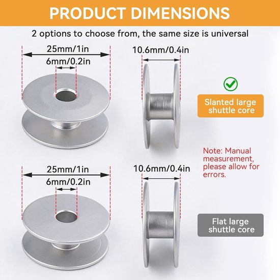 100 Stuks Aluminium Naaldmachine Spoelen van 25mm, Geschikt voor Meeste Naaimachines, Duurzaam en Lichtgewicht Bobbins — afbeelding 3