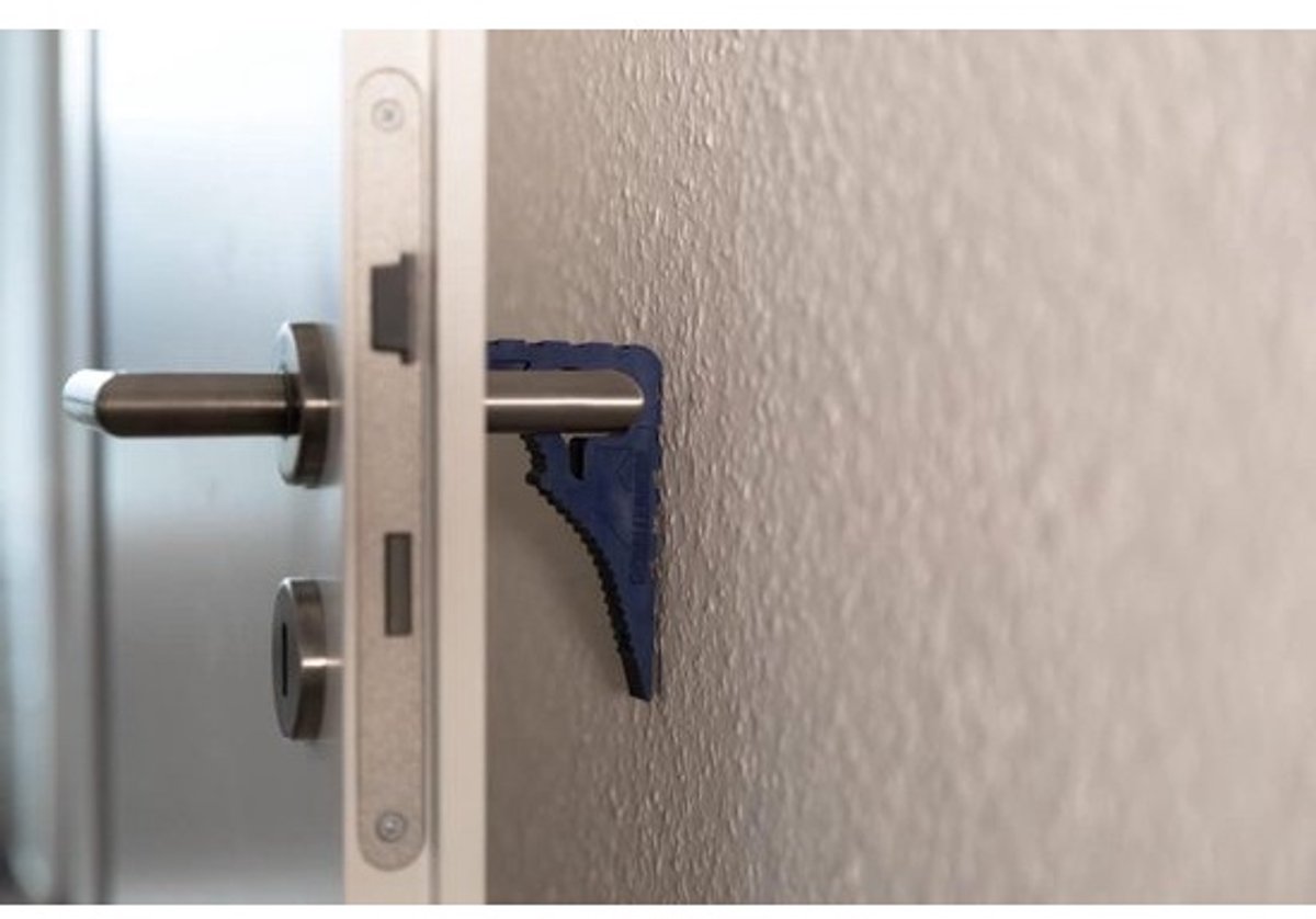 Veelzijdige deurstopper en raamvastzetter - Blauw - Antislip