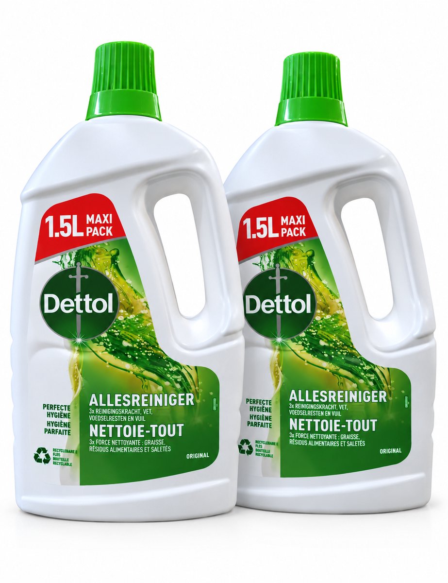 Dettol Allesreiniger Original – 2 x 1,5 Liter – Voordeelverpakking – 3 Liter