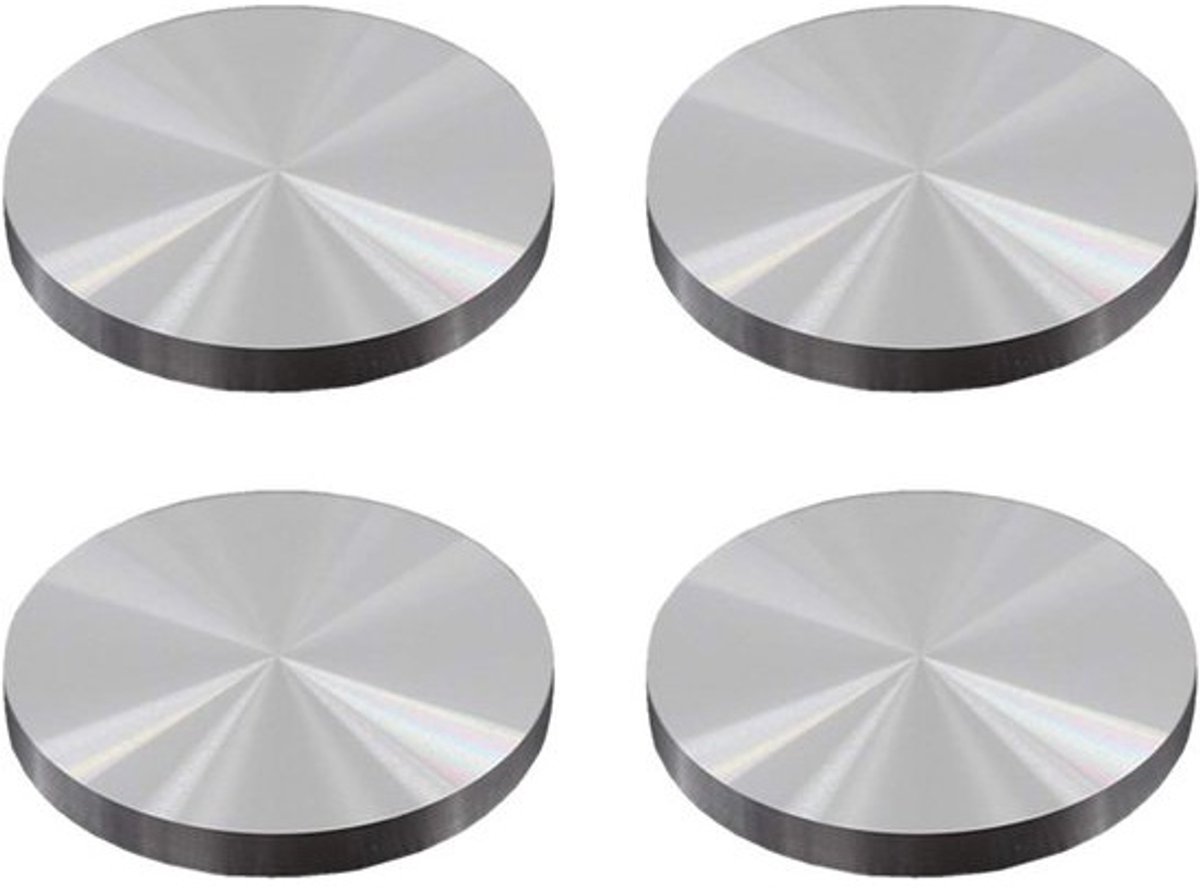 Adapter voor tafels - 40 mm diameter en 8 mm dik - Set van 4 - Zilverkleurig aluminium